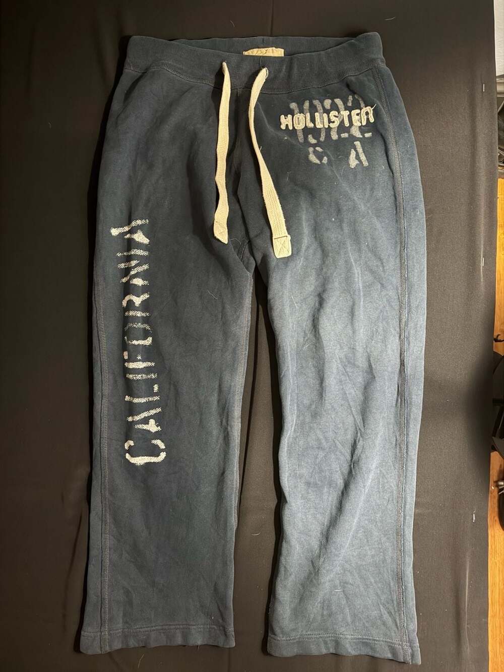 Hollister Vintage Y2K California Logo Drawstring Sweatpants Blue Size M